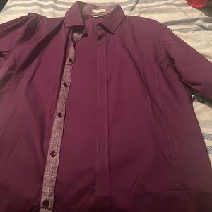 long purple cotton stretch dress shirt